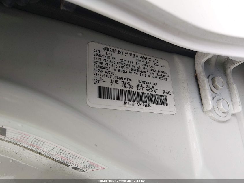 2018 Nissan Rogue Sport Sv VIN: JN1BJ1CP7JW109576 Lot: 43890670
