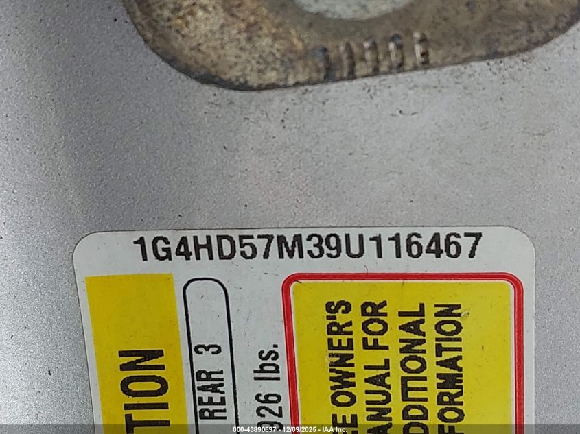 2009 Buick Lucerne Cxl Special Edition VIN: 1G4HD57M39U116467 Lot: 43890697