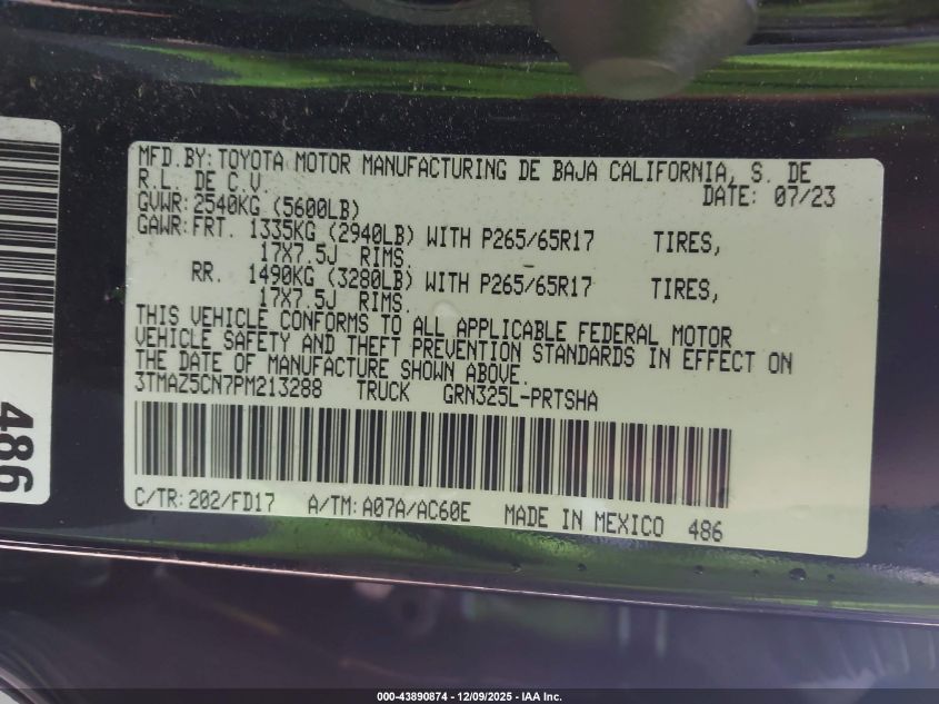 2023 Toyota Tacoma Trd Sport VIN: 3TMAZ5CN7PM213288 Lot: 43890874