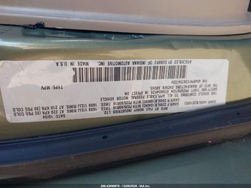 2005 Subaru Outback 2.5I VIN: 4S4BP61C957347224 Lot: 43890876