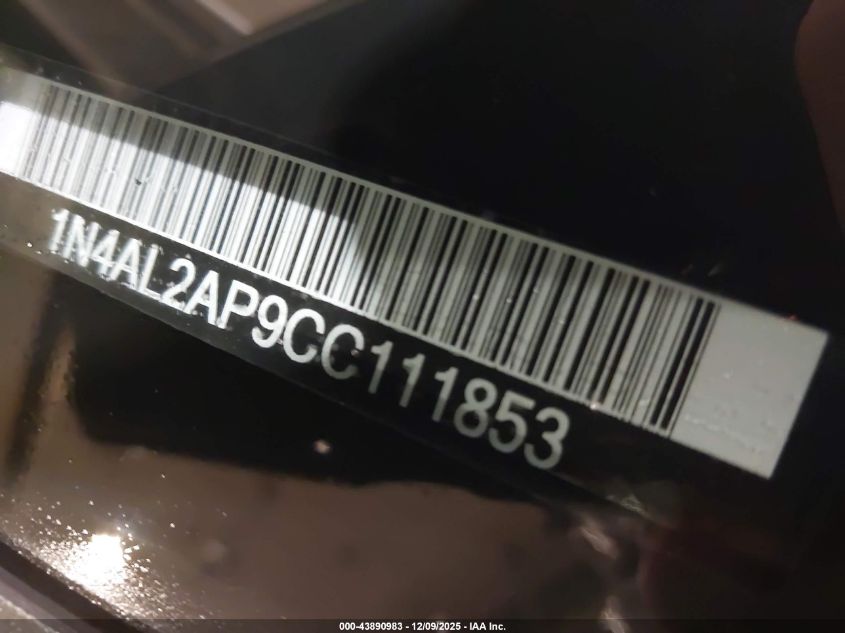 2012 Nissan Altima 2.5 S VIN: 1N4AL2AP9CC111853 Lot: 43890983