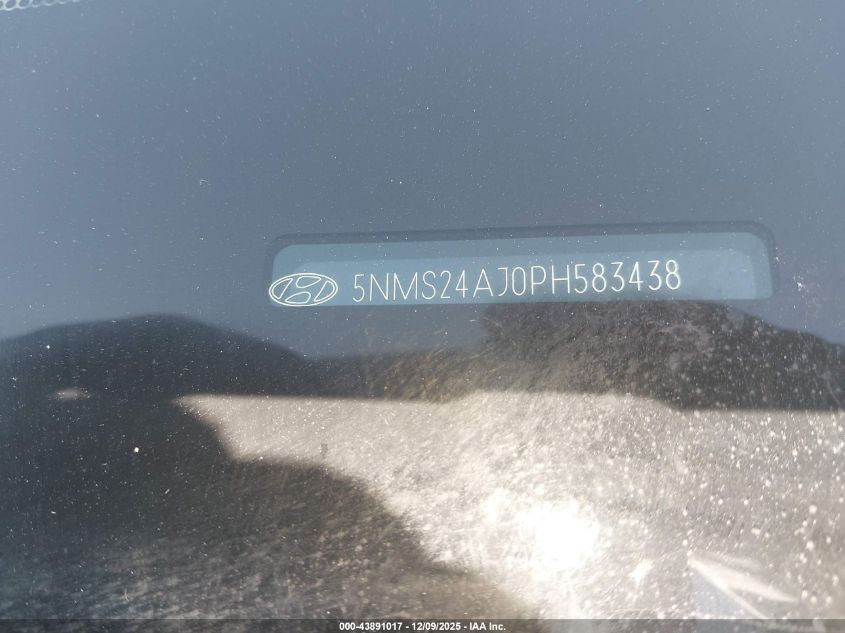 2023 Hyundai Santa Fe Sel VIN: 5NMS24AJ0PH583438 Lot: 43891017
