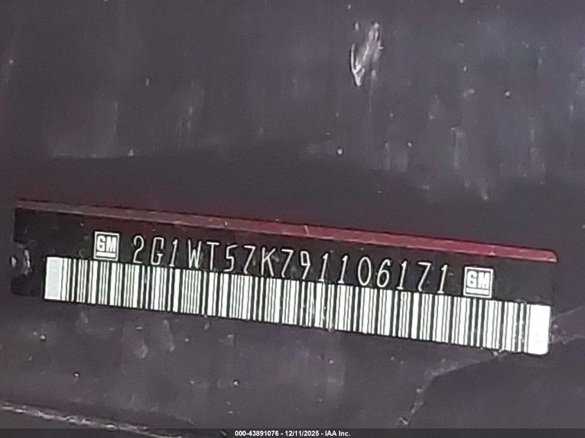 2009 Chevrolet Impala Lt VIN: 2G1WT57K791106171 Lot: 43891076