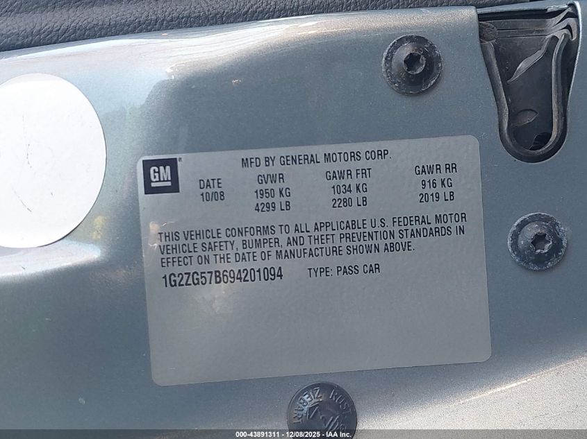 2009 Pontiac G6 VIN: 1G2ZG57B694201094 Lot: 43891311