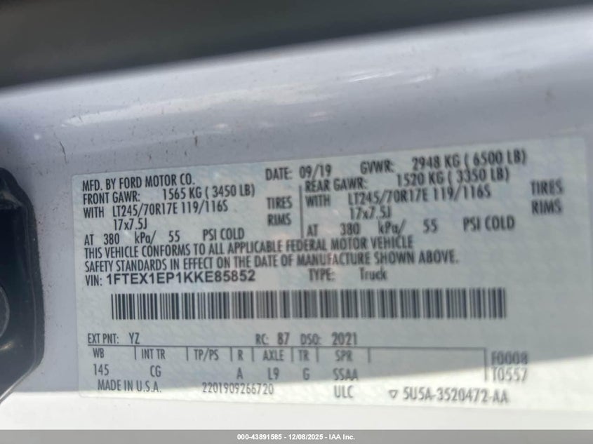 1FTEX1EP1KKE85852 2019 FORD F-150 photo no. 9