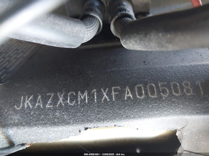 2015 Kawasaki Zx1000 M VIN: JKAZXCM1XFA005081 Lot: 43891651