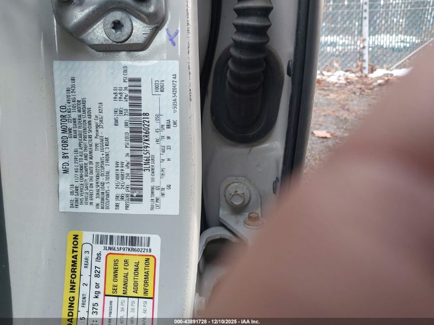 2019 Lincoln Mkz Reserve Ii VIN: 3LN6L5F97KR602218 Lot: 43891728