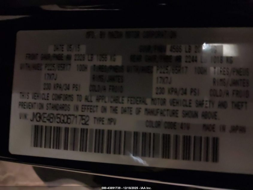 2016 Mazda Cx-5 Sport VIN: JM3KE4BY5G0671752 Lot: 43891739