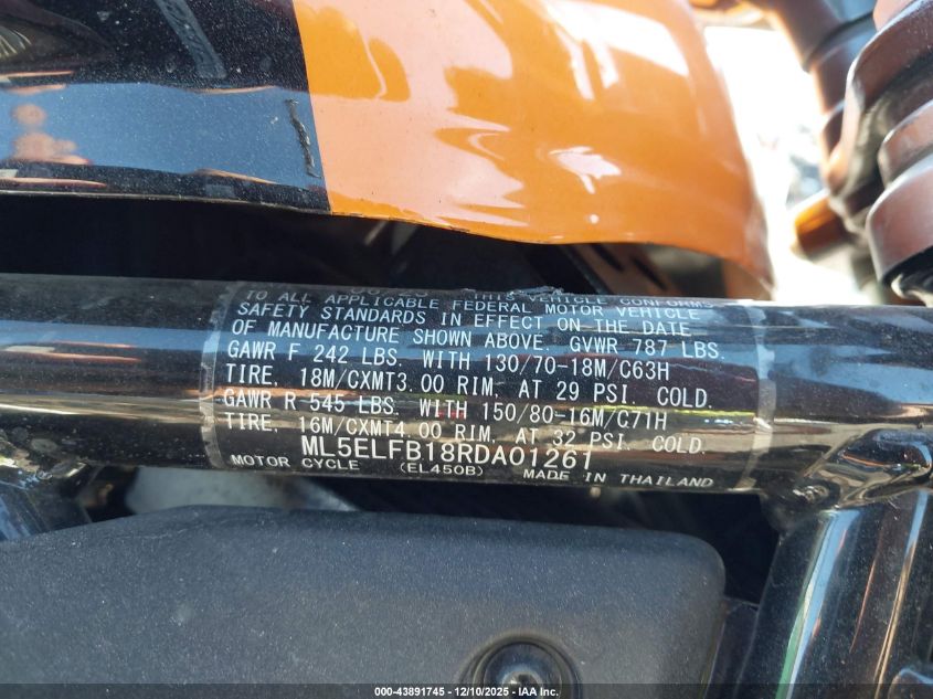 2024 Kawasaki El450 B VIN: ML5ELFB18RDA01261 Lot: 43891745