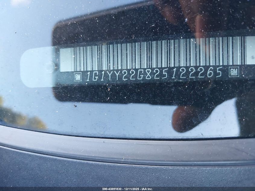 2002 Chevrolet Corvette VIN: 1G1YY22G825122265 Lot: 43891830