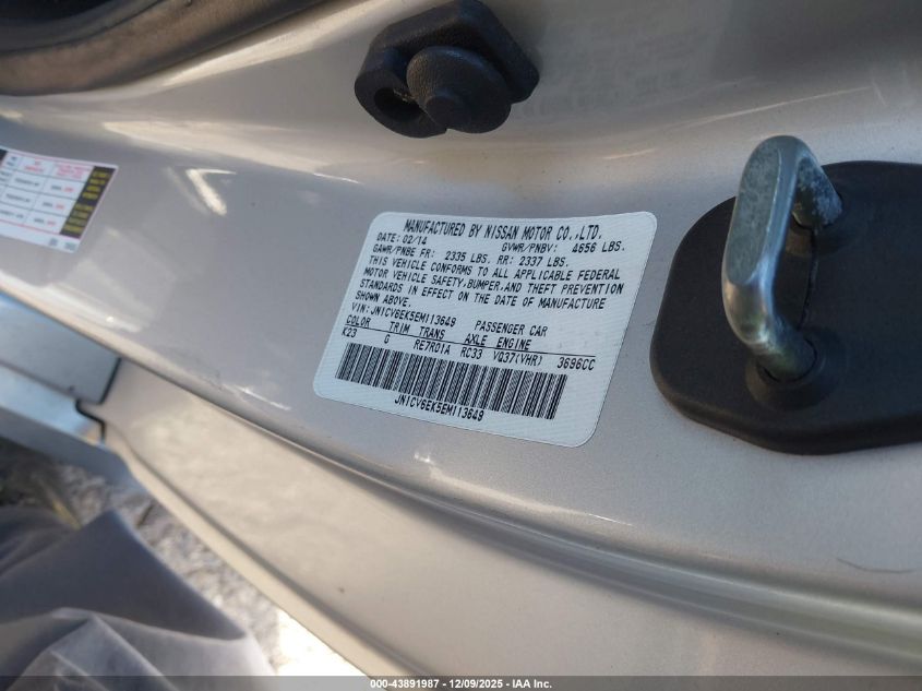 2014 Infiniti Q60 Journey VIN: JN1CV6EK5EM113649 Lot: 43891987