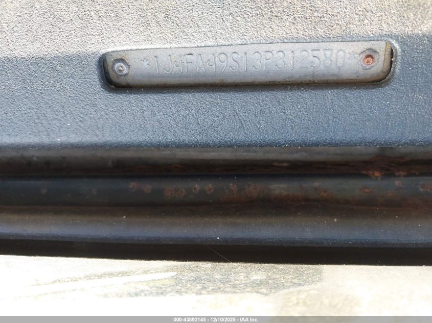 2003 Jeep Wrangler Sport VIN: 1J4FA49S13P312580 Lot: 43892145