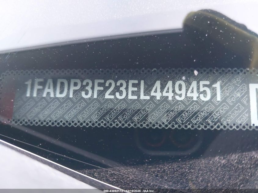 2014 Ford Focus Se VIN: 1FADP3F23EL449451 Lot: 43892172