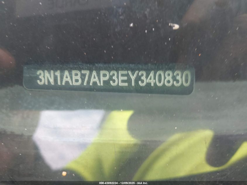 2014 Nissan Sentra Sv VIN: 3N1AB7AP3EY340830 Lot: 43892224