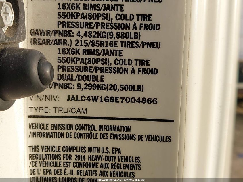 2014 Isuzu Npr Hd Dsl Reg At VIN: JALC4W168E7004866 Lot: 43892254