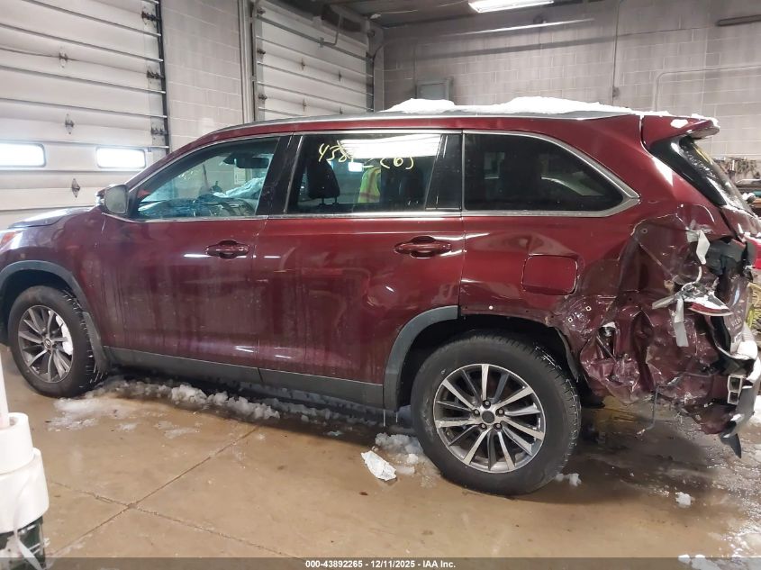 2019 Toyota Highlander Xle VIN: 5TDJZRFH1KS987865 Lot: 43892265
