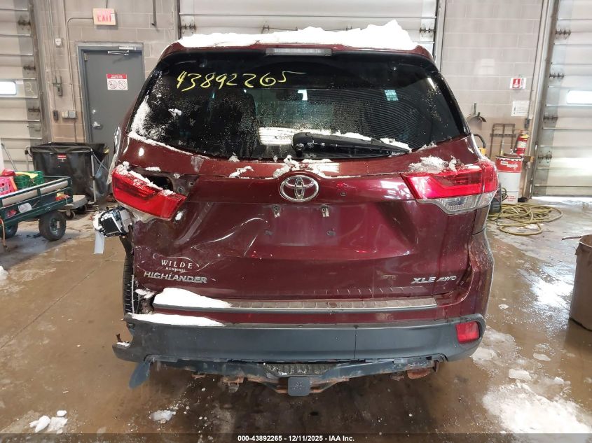 2019 Toyota Highlander Xle VIN: 5TDJZRFH1KS987865 Lot: 43892265