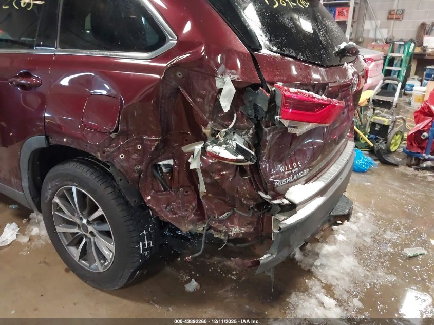 2019 Toyota Highlander Xle VIN: 5TDJZRFH1KS987865 Lot: 43892265