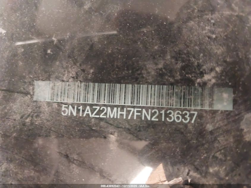 2015 Nissan Murano Platinum VIN: 5N1AZ2MH7FN213637 Lot: 43892343