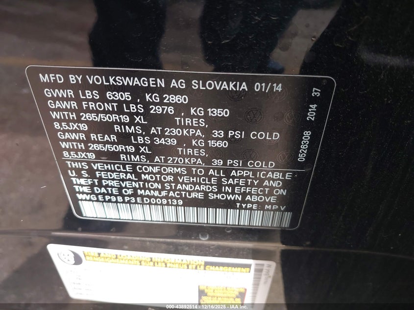 2014 Volkswagen Touareg Tdi Lux #9