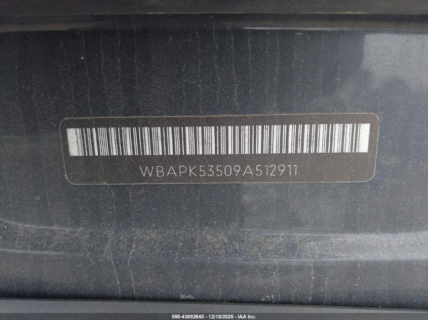 2009 BMW 328I xDrive VIN: WBAPK53509A512911 Lot: 43892640