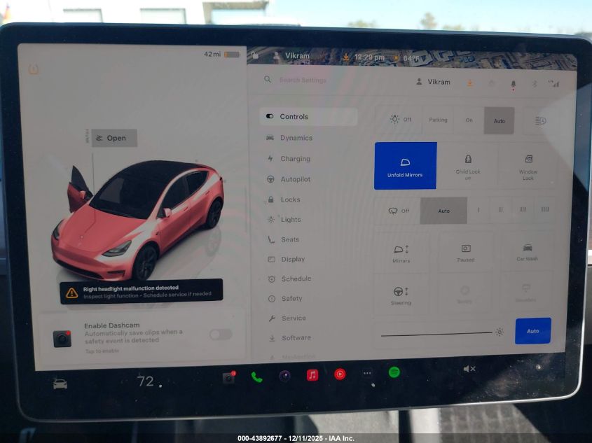 2022 Tesla Model Y Performance Dual Motor All-Wheel Drive VIN: 7SAYGDEF6NF466420 Lot: 43892677