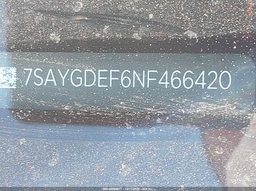 2022 Tesla Model Y Performance Dual Motor All-Wheel Drive VIN: 7SAYGDEF6NF466420 Lot: 43892677