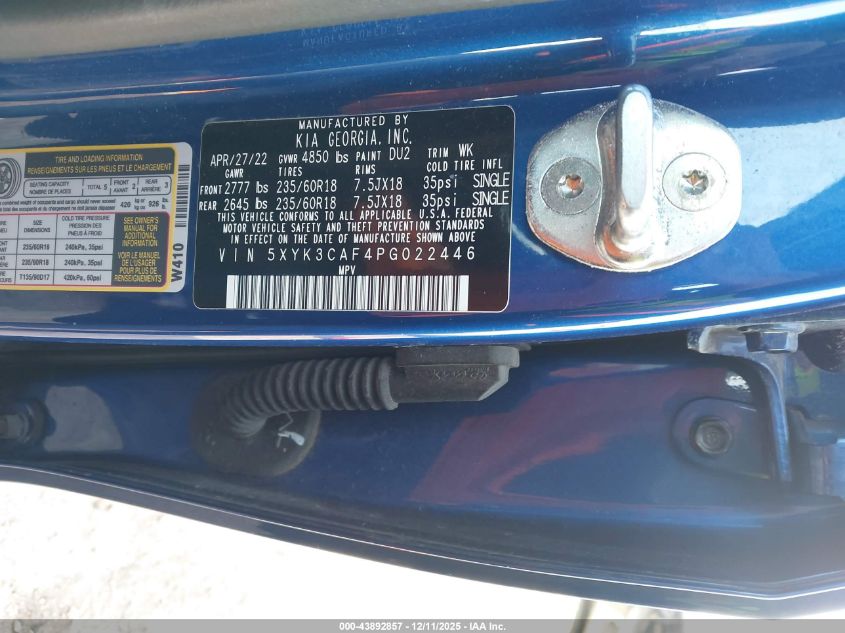 2023 Kia Sportage Ex VIN: 5XYK3CAF4PG022446 Lot: 43892857