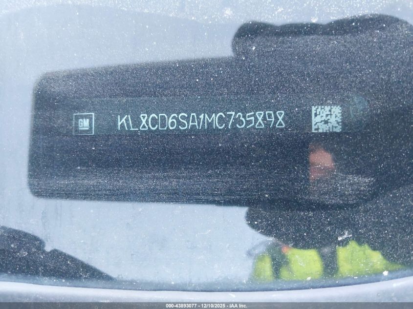 2021 Chevrolet Spark Fwd 1Lt Automatic VIN: KL8CD6SA1MC735898 Lot: 43893077