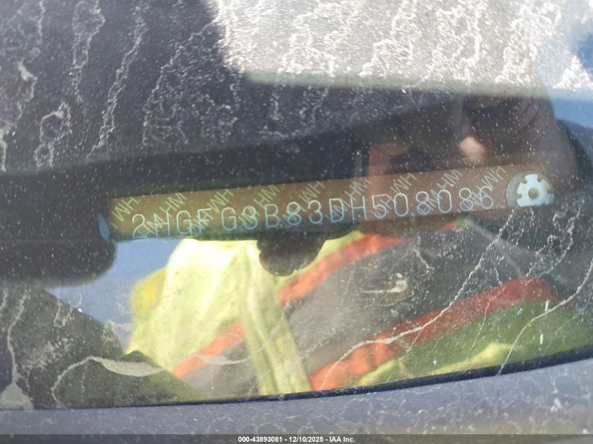 2013 Honda Civic Ex VIN: 2HGFG3B83DH508086 Lot: 43893081