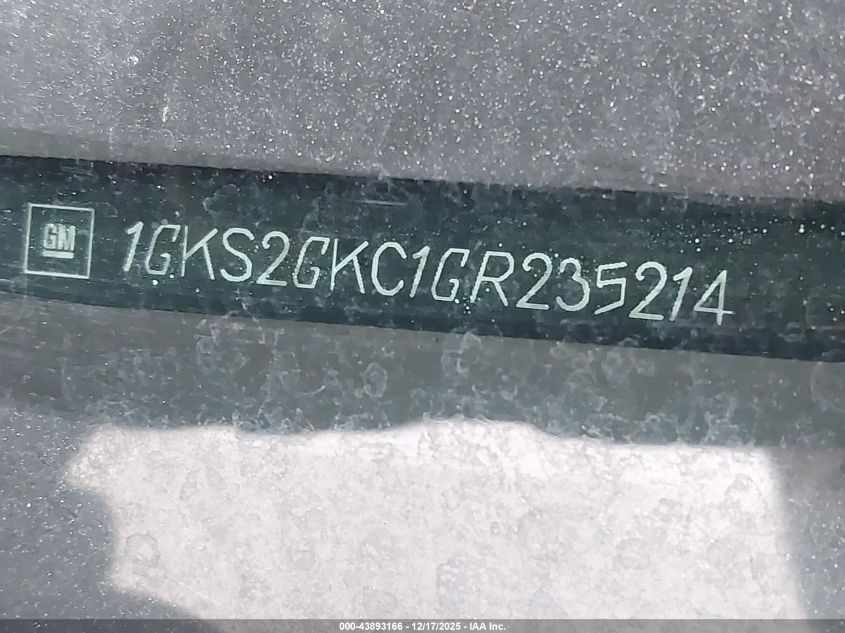 2016 GMC Yukon Xl Slt VIN: 1GKS2GKC1GR235214 Lot: 43893166