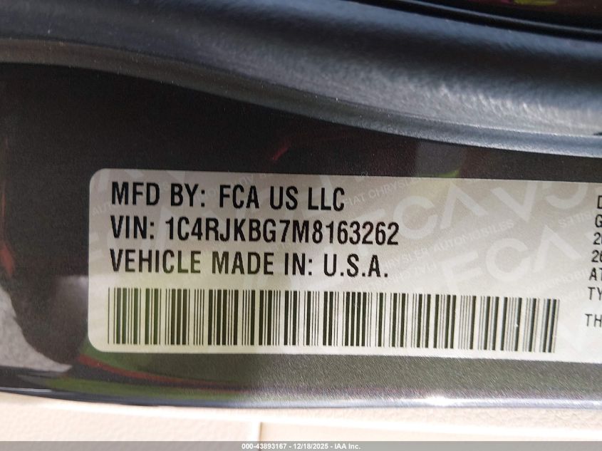 2021 Jeep Grand Cherokee L Limited 4X4 VIN: 1C4RJKBG7M8163262 Lot: 43893167