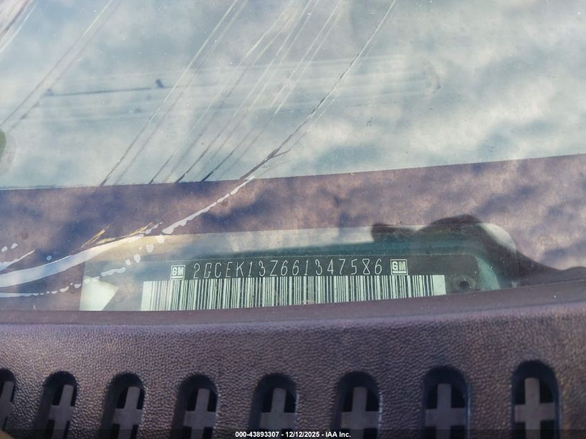 2006 Chevrolet Silverado 1500 Lt1 VIN: 2GCEK13Z661347586 Lot: 43893307