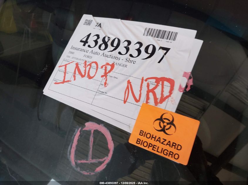 2000 Ford Ranger Xl/Xlt VIN: 1FTYR14V5YTA26723 Lot: 43893397