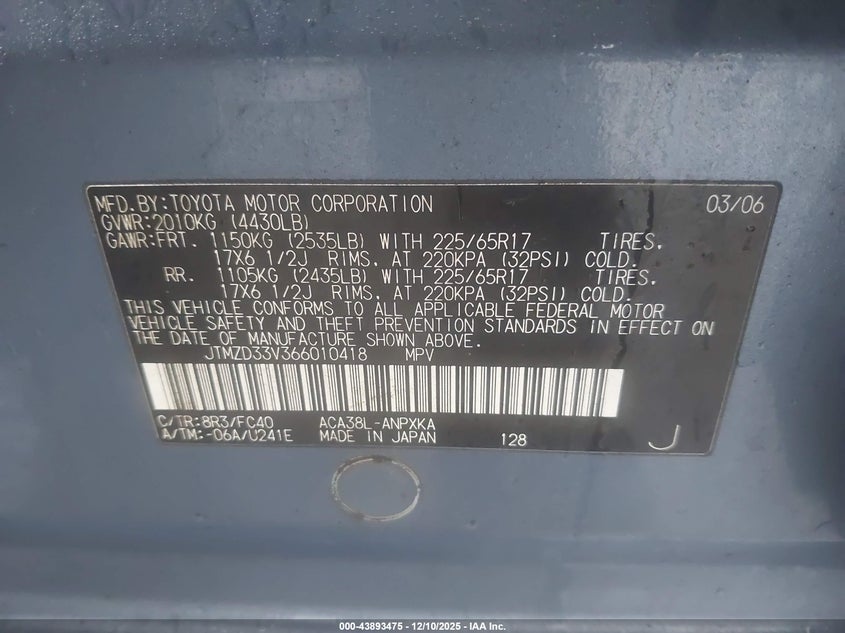 JTMZD33V366010418 2006 TOYOTA RAV 4 photo no. 9