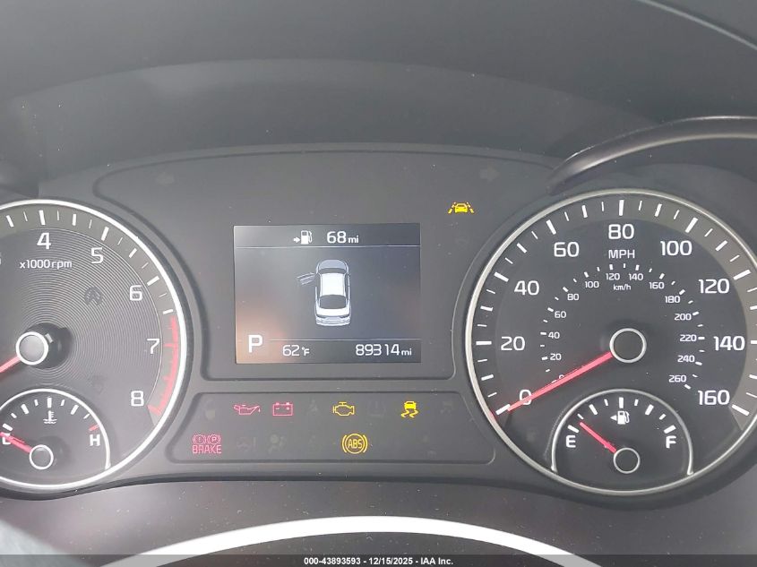 2019 Kia Optima Lx VIN: 5XXGT4L39KG347654 Lot: 43893593