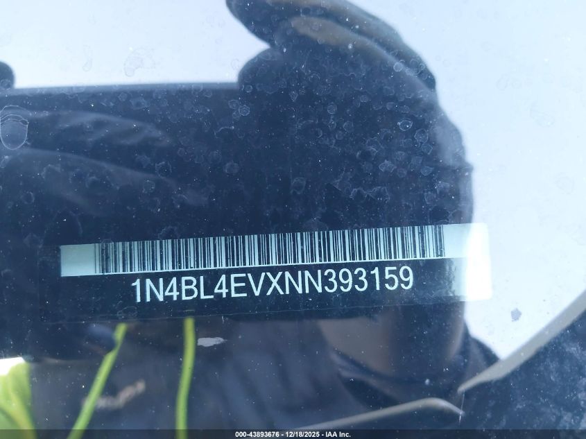 2022 Nissan Altima Sl Fwd VIN: 1N4BL4EVXNN393159 Lot: 43893676