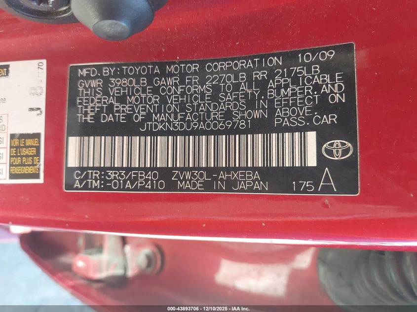 JTDKN3DU9A0069781 2010 TOYOTA PRIUS photo no. 9
