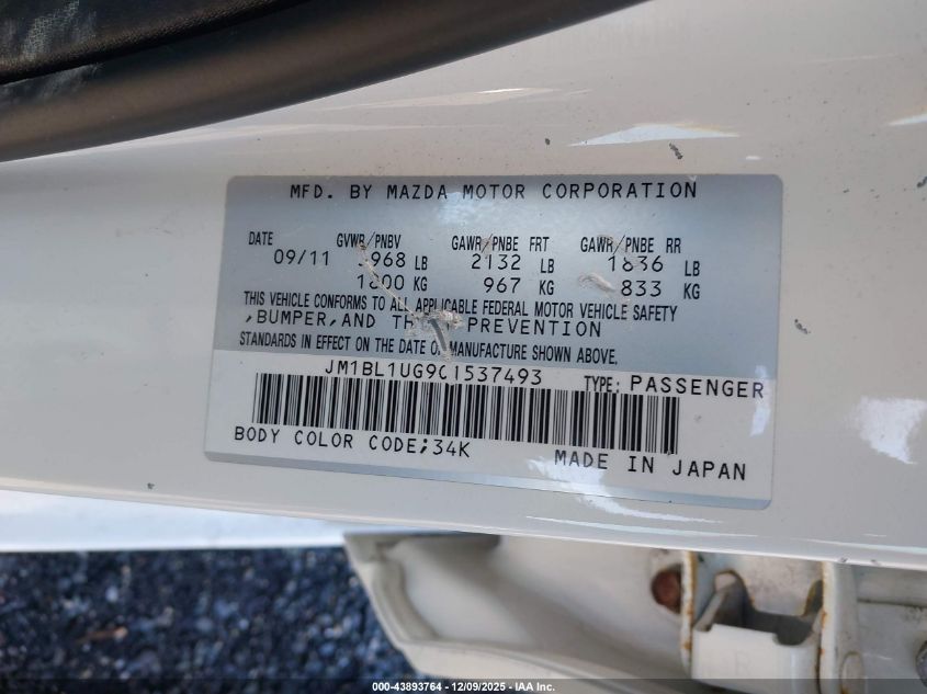 2012 Mazda Mazda3 I Sport VIN: JM1BL1UG9C1537493 Lot: 43893764