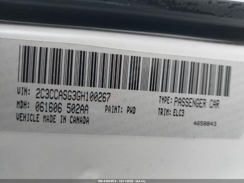 2016 Chrysler 300C Platinum Awd VIN: 2C3CCASG3GH100267 Lot: 43893974