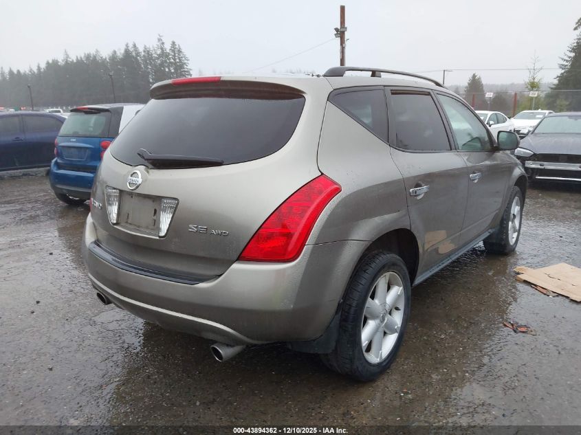 2004 Nissan Murano Se VIN: JN8AZ08W84W343472 Lot: 43894362