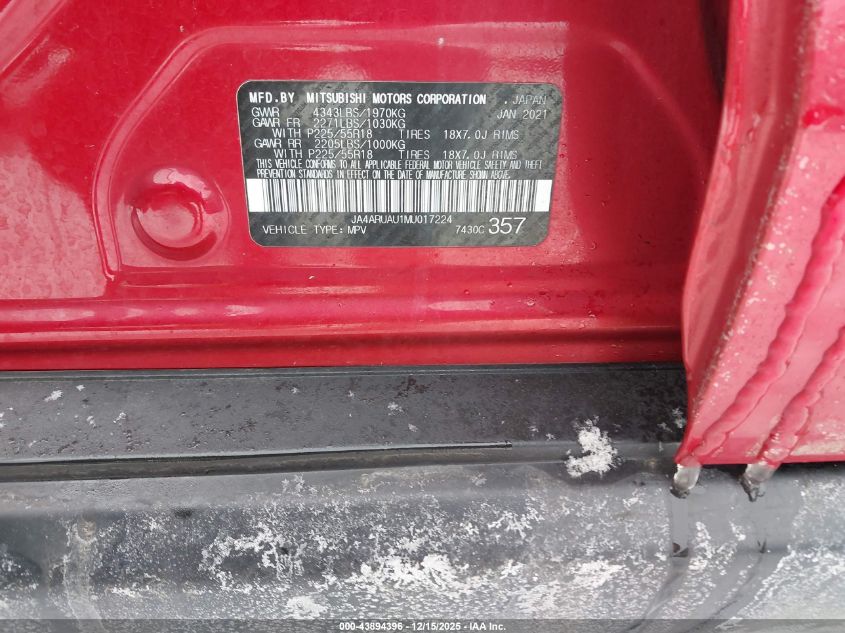 2021 Mitsubishi Outlander Sport 2.0 Be Awc/2.0 Es Awc/2.0 Le Awc/2.0 Se Awc VIN: JA4ARUAU1MU017224 Lot: 43894396