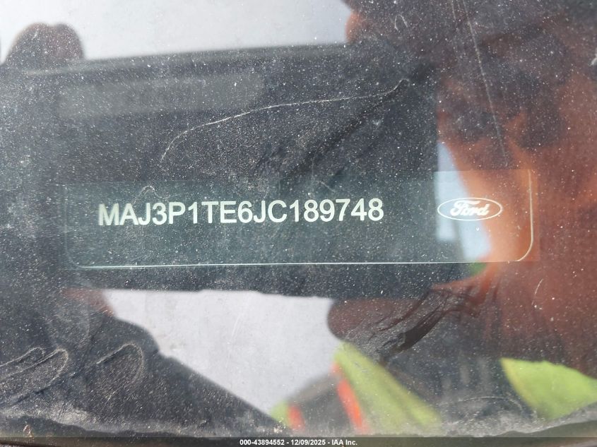 2018 Ford Ecosport Se VIN: MAJ3P1TE6JC189748 Lot: 43894552