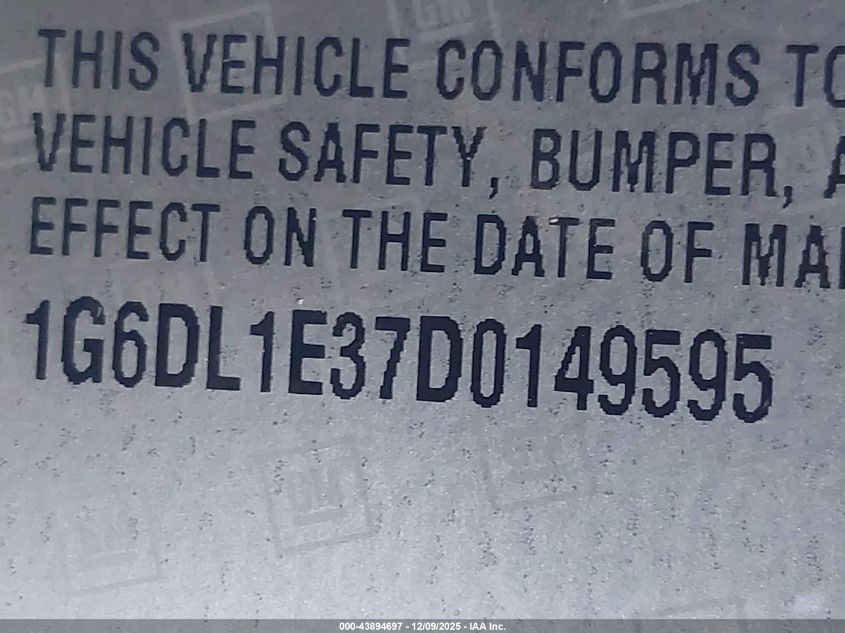 2013 Cadillac Cts Performance VIN: 1G6DL1E37D0149595 Lot: 43894697