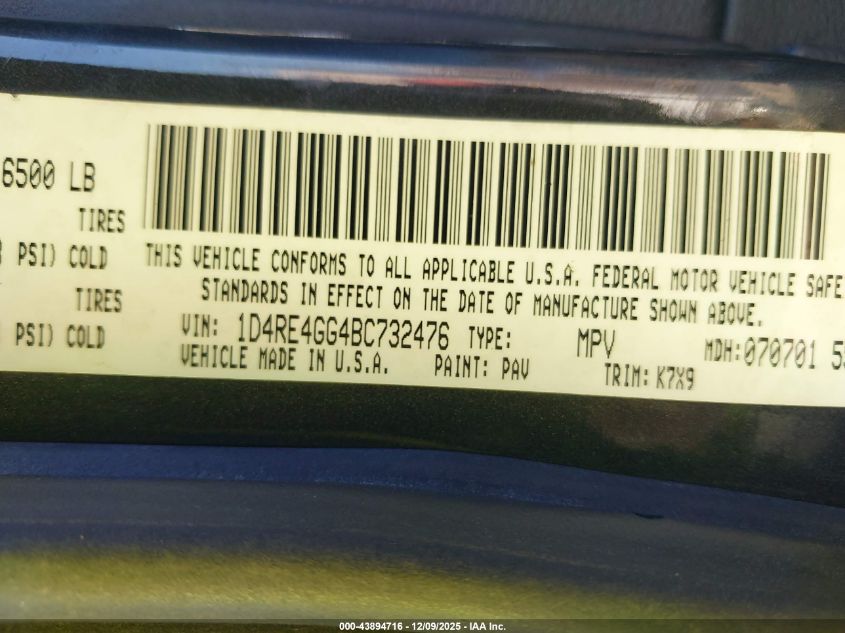 2011 Dodge Durango Crew VIN: 1D4RE4GG4BC732476 Lot: 43894716