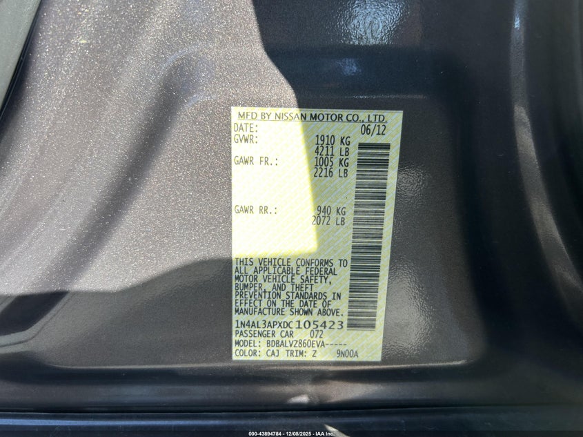 1N4AL3APXDC105423 2013 NISSAN ALTIMA photo no. 9