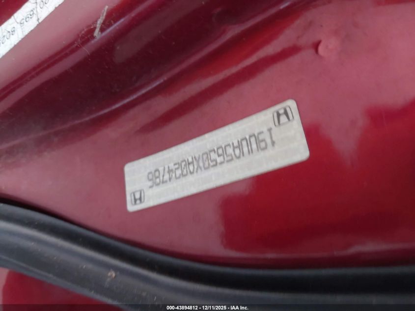 1999 Acura Tl 3.2 VIN: 19UUA5650XA024786 Lot: 43894812