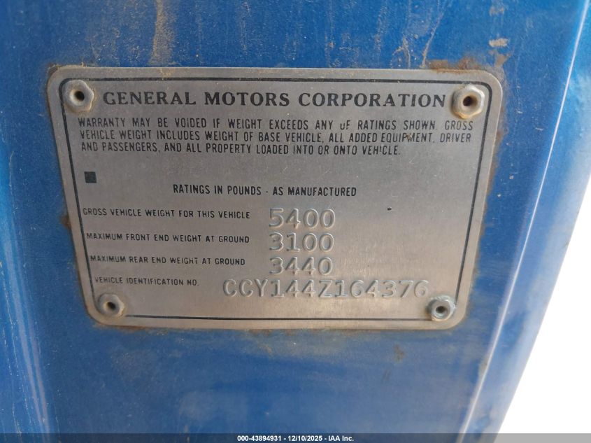 1974 Chevrolet C10 VIN: CCY144Z164376 Lot: 43894931