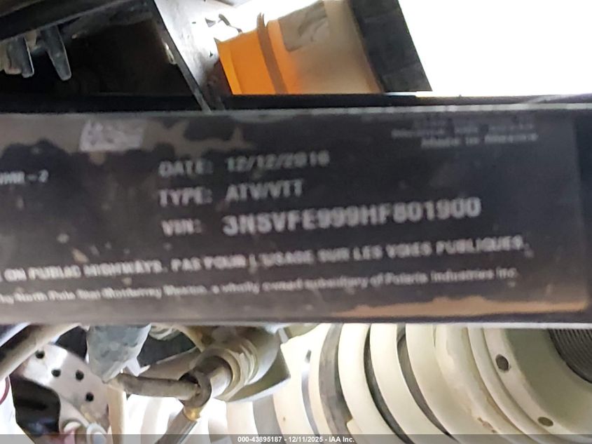 2017 Polaris Rzr Xp 4 1000 Eps VIN: 3NSVFE999HF801900 Lot: 43895187