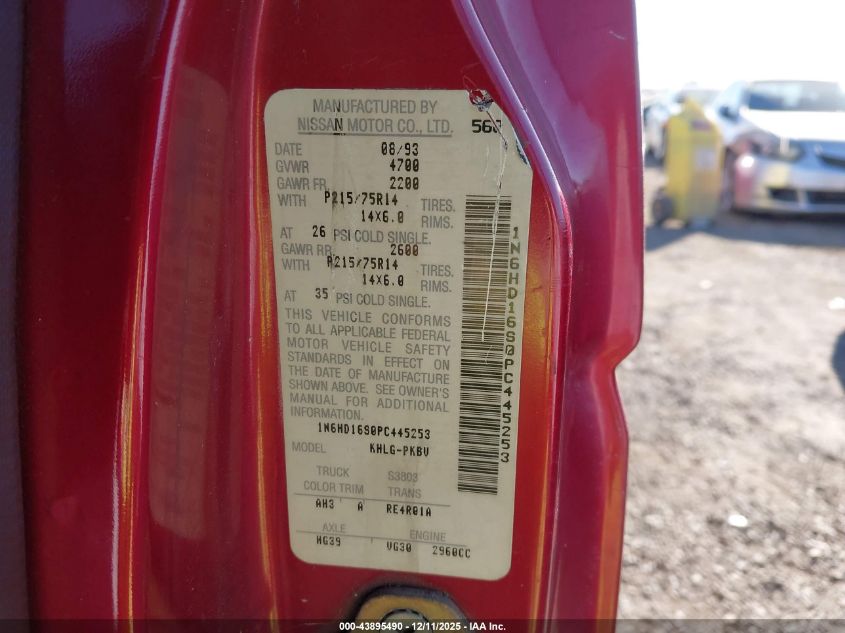 1993 Nissan Truck King Cab Se VIN: 1N6HD16S0PC445253 Lot: 43895490